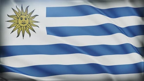 Uruguay Flag Waving Seamless Animation