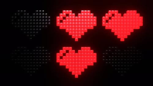 Blue And Red Pixel Hearts Strobe Flashing Background Vj Loop in 4K