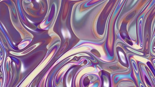 Holographic abstract liquid metal background. Rainbow, multi-colored, delicate purple, blue cheerful