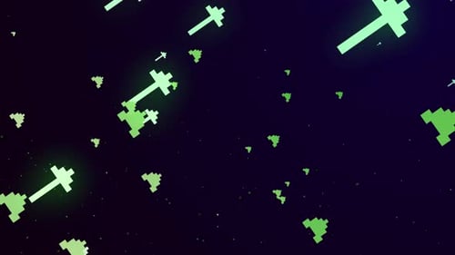 Animated Glowing Geometric Pixel Crosses Moving Background