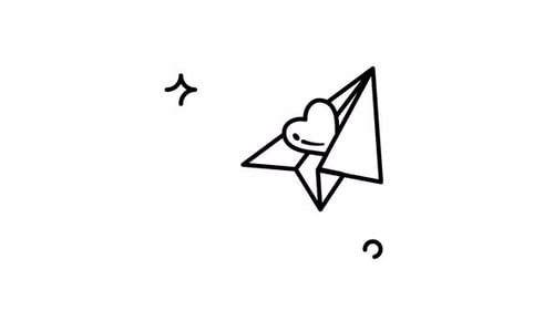Animated Paper Airplane Carrying Love: A Doodle Illustration