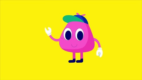 Pink Character On Yellow Background