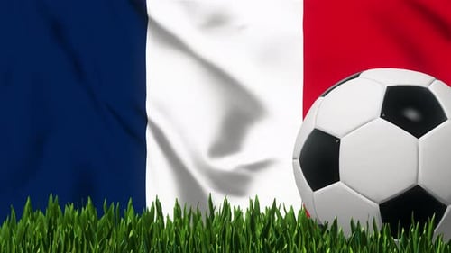 Football Background with France Flag 4K Looped