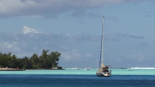 Yacht in Bora Bora, French Polynesia.