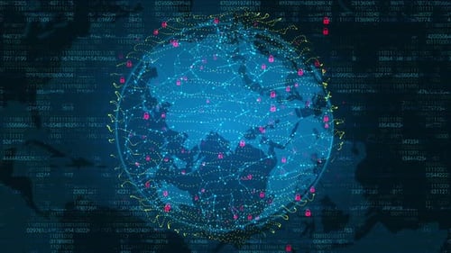 Futuristic Global Digital Network Security Animation