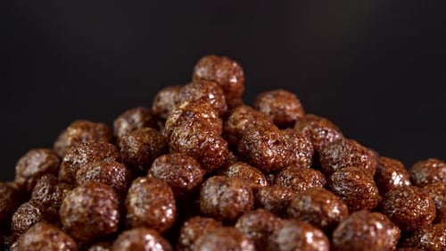 Heap of Chocolate Cereal Balls Close Up