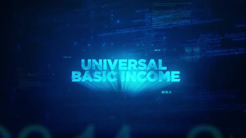 Universal Basic Income Concept Technology Futuristic Data Background