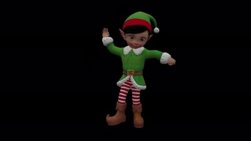 Un lutin de Noël danse avec une longue boucle amusante avec Alpha Channel 6
