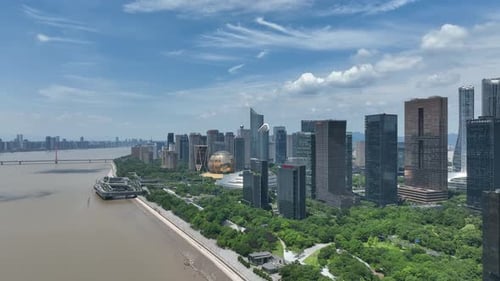 Panoramic city skyline in Hangzhou china