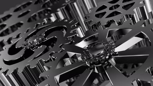 Business Background of Technological Mechanisms. Brain Power. Gear System Rotation. Watch Mechanism