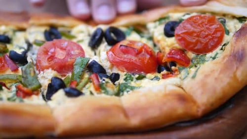 Turkish Pide Traditional Food with Beef and Vegetables