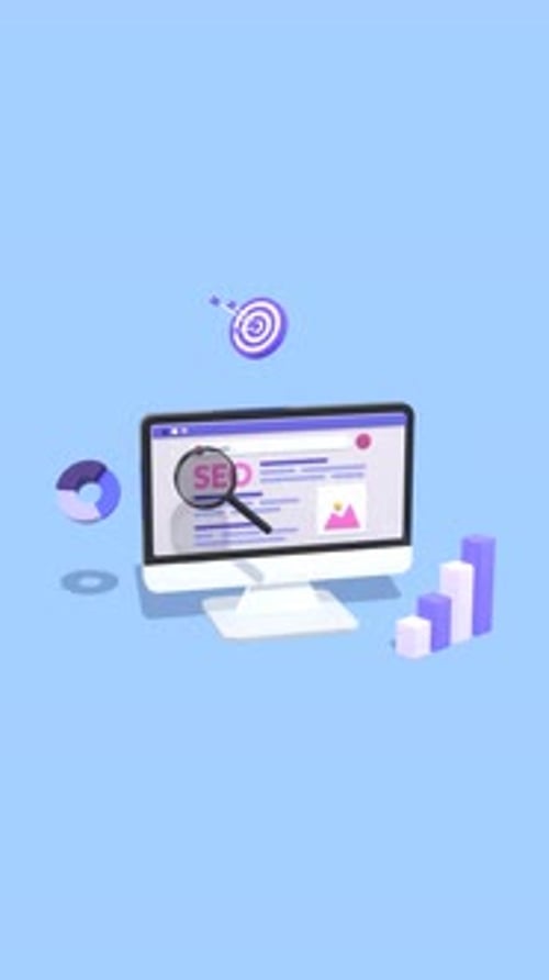 3D SEO Digital Marketing Concept on Computer Monitor Animation