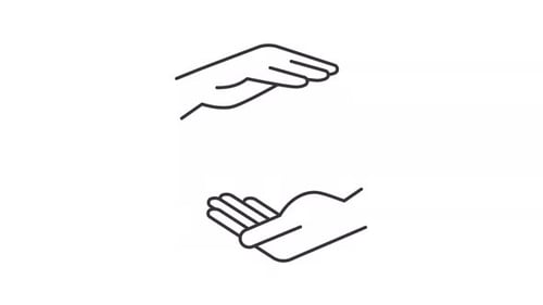 Animated Minimalist Outline Hands: Protection and Receiving Gesture