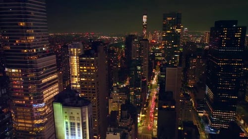 Marvelous New York scenic panorama shining with lights. Amazing picture of city at night.