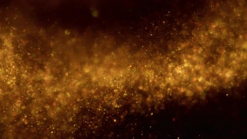 Shimmer Golden Glitter Sparkling Golden Particles on Black Background Footage Snow Particles