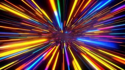 Hyperspace Warp Speed Tunnel Neon Light Trails SciFi