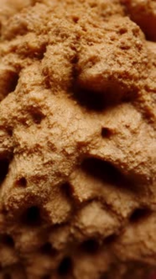 Vertical video. A nectarine pit on a black background, close-up view, macro zoom, isolated.