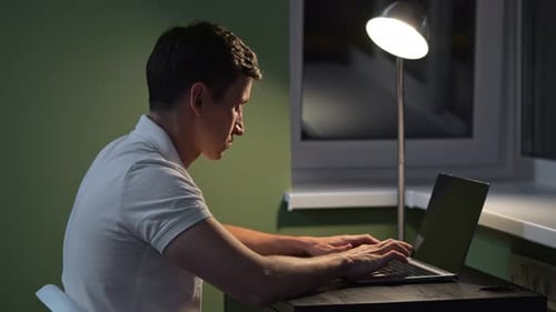 Man Feels Pain in Eyes From Load of Working at Laptop