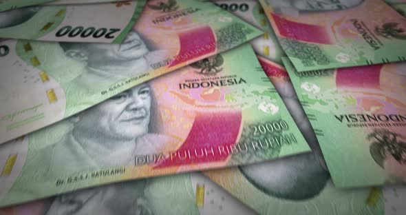 Realistic Indonesian Rupiah 20000 Banknotes Falling Animation ...
