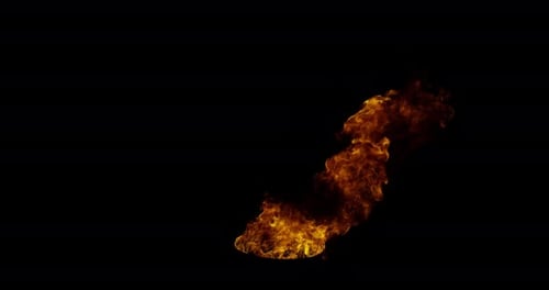 Ignite Sammlung: Mittlere Flammen spiralförmig aus einem Fass auf dunklem Hintergrund, aufgenommen in 4K mit 60 Bildern pro Sekunde