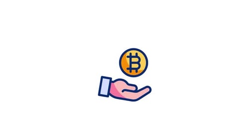 Animated Hand Holding Bitcoin Icon for Digital Finance