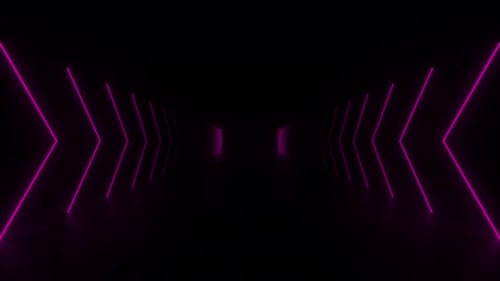 Glowing Neon Tunnel in Dark Room