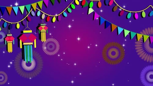 Colorful Diwali Celebration Background with Flat Design Lanterns
