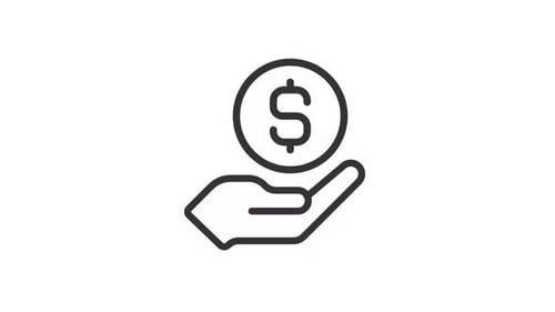 Minimalist Hand Receiving Dollar Coin Icon Animation