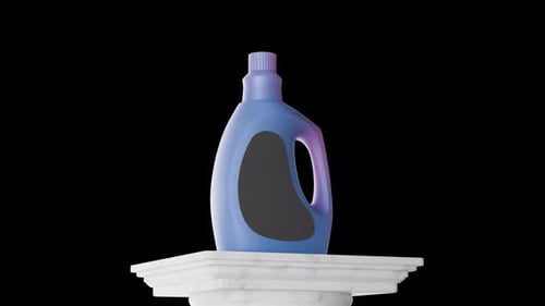 3D Rendered Blue Product Bottle Rotation