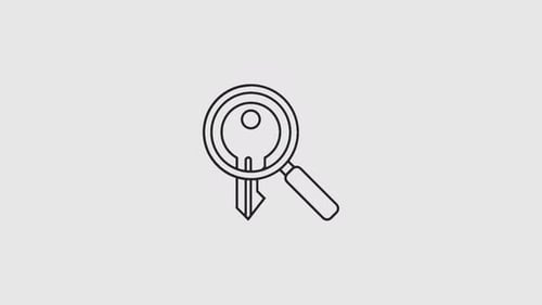 Animated Magnifying Glass Over Key Line Icon