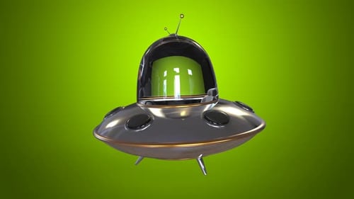 Animated 3D Cartoon UFO Spaceship Hovering