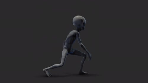 Grauer stilisierter Alien-Spaziergang mit Schatten 01