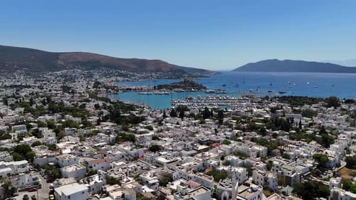 Aerial View Of Bodrum City And Castle Turkey