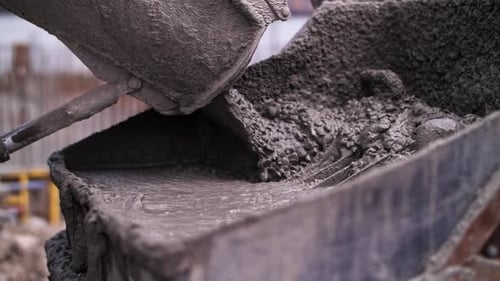 Pouring Cement at the Construction Site