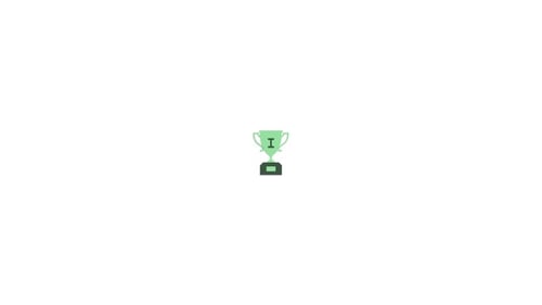 Animated Flat Design Trophy Icon for Awards and Achievements