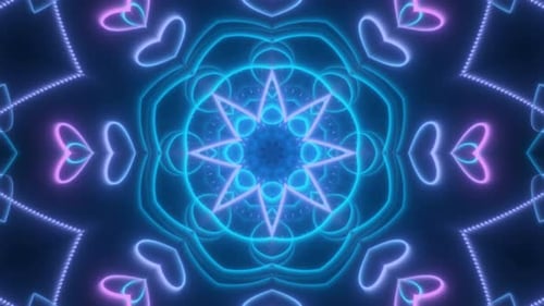 Abstract Neon Geometric Kaleidoscope Pattern Loop Background