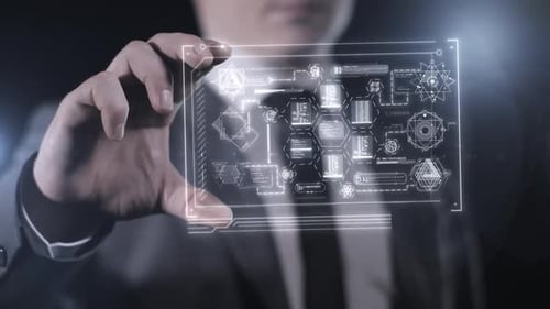 Futuristic Holographic UI with Animated Data Elements