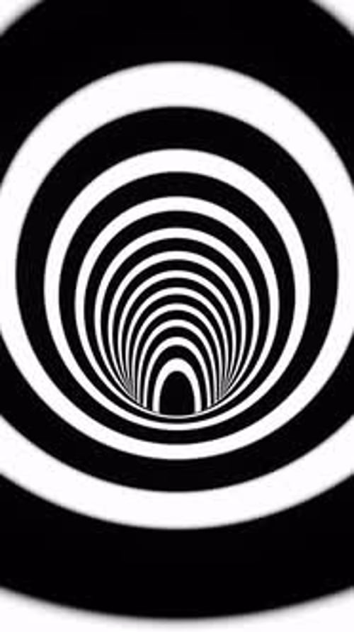 Hypnotic Black and White Abstract Tunnel Animation