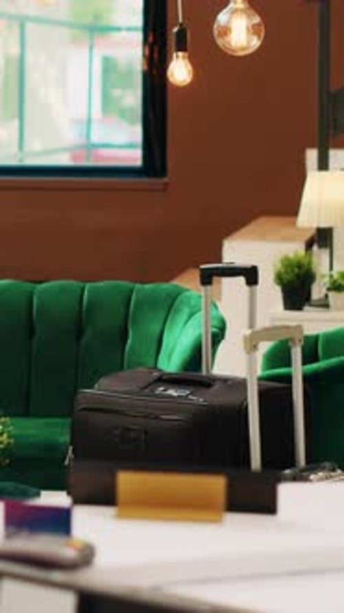 Vertical Video Empty Hotel Lobby with Lounge Area