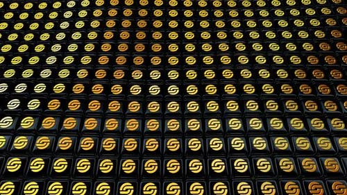 Golden Abstract Symbols Grid Pattern Background Animation