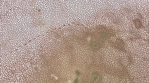 Aerial drone view of parched earth.