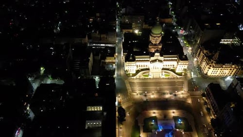 Kongress der argentinischen Nation. Luftbild, Drohne, Nacht
