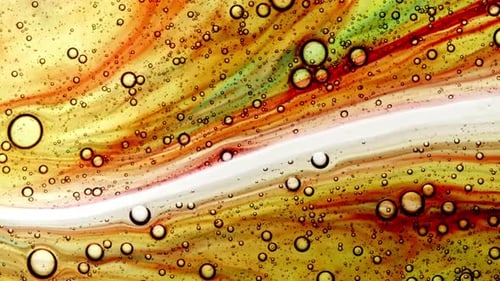 Transparent Colorful Paint Cosmetic Gel Fluid With Molecule Bubbles Distribution Bubble Cluster