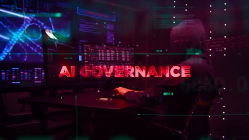 Ai Governance Word On Hacker Concept Technology Futuristic Data Background