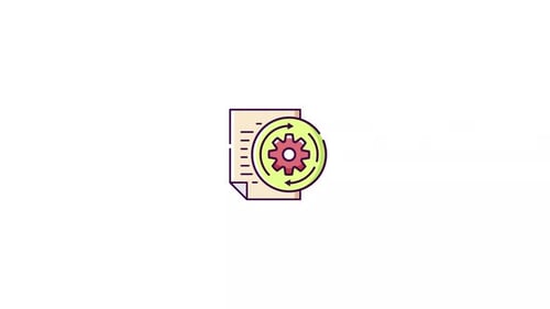 Animated Document and Gear Icon for Technology Processes