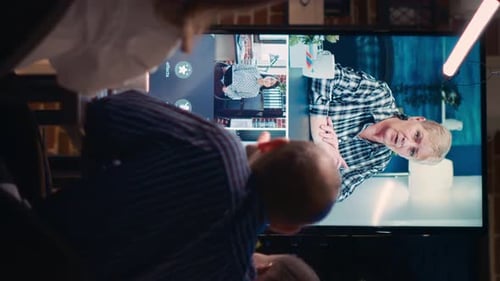 Team Collaboration During Video Conference in Modern Office