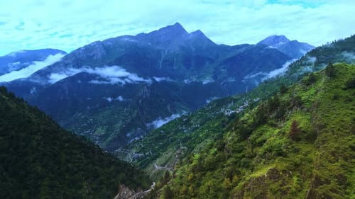 Aerial View of Blue Hue Himalayan Peaks – Yulla Trek Path, Himachal