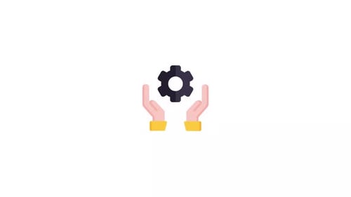 Animated Hands Holding Rotating Gear Icon