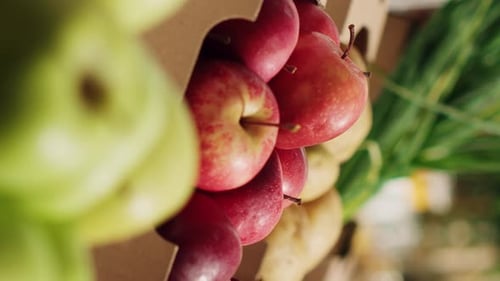 Vertical Video Vegetables on Eco Farmers Market Shelves