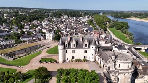 Bird's-eye view of Chateau d'Amboise in Amboise, Loire Valley, France